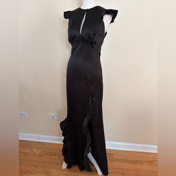 NWOT LES RÊVERIES Ruffle Trim Satin Gown - Picture 8 of 13